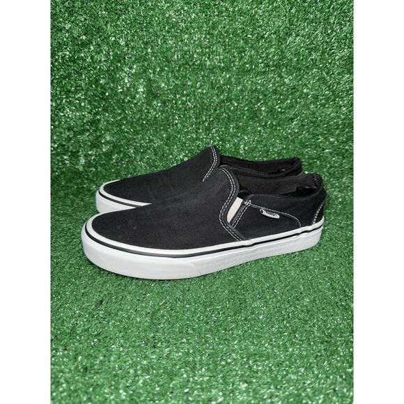 Vans Classic Slip On Asher Black White Skate Shoes Sneakers Women's Size 8 - Picture 4 of 9